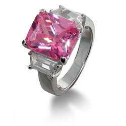 Pink CZ Sterling Silver Engagement Ring Size 9 (Sizes 5 6 8 9 Available)