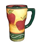 Coffee Mug with Lid Country Apple Decor Ceramic