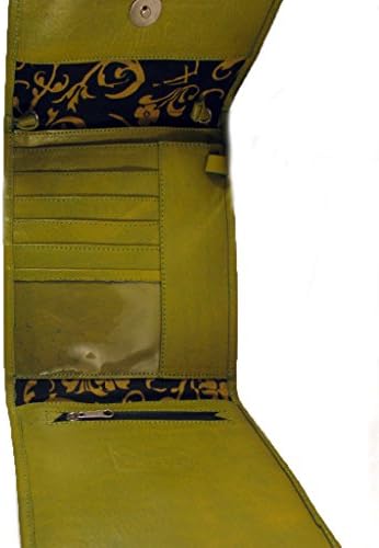 Large Hand-tooled Scroll Travel Wallet - Spring Green / Turquoise