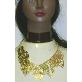 Genuine Gold Plated Medium Chain Necklace with Hanging Leaves and Earrings