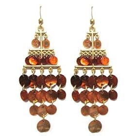 Party Girl Faux Mother of Pearl Chandelier Earrings -Bronze