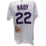 Xavier Nady #22 Chicago Cubs 2010 Game Used White Pinstripe Cool Base Jersey (48)
