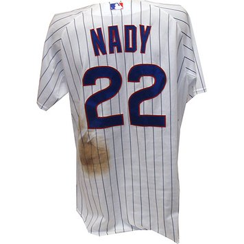 Xavier Nady #22 Chicago Cubs 2010 Game Used White Pinstripe Cool Base Jersey (48)