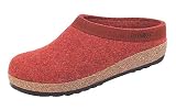 Haflinger Grizzly Clog with Leather Trim in Brick Red