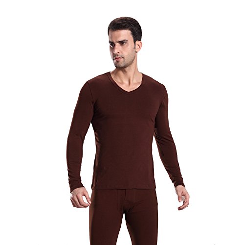 HOTER® Men Cotton V-Neck Thermal Underwear Long Sleeve Vest Top,Gift Idea