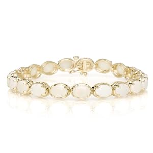 10k Yellow Gold Oval Cut Opal Bracelet, 7 by