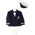 Boys 5-pc Dress Sailor Suit with Nautical Blue Blazer & Captain's Hat
