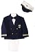Boys 5-pc Dress Sailor Suit with Nautical Blue Blazer & Captain's Hat