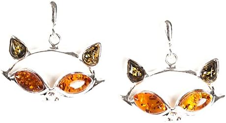 Sterling Silver 925 Multicolor Cat Earrings Baltic Amber