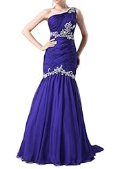 Chiffon Beaded Pleated Mermaid One Shoulder Spaghetti Strap Evening Dress/Bridesmaid Dress/Prom Dress/Party Dress 