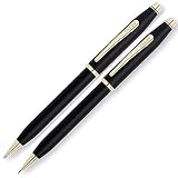 Cross Century II, Black, Ballpoint Pen and .05Mm Pencil Set, with 23 Karat Gold Plated Appointments (250105WG)