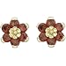 14K Yellow Gold Flower Garnet Earrings