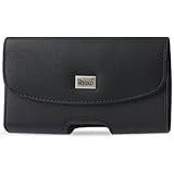 SAMSUNG GALAXY S3 (AT&T Verizon Sprint Tmobile) PLUS SIZE Premium Horizontal Black Leather Pouch (PLUS SIZE FITS WITH SINGLE LAYER PROTECTOR CASE ON THE PHONE) + 2 BONUS GALAXY S3 SCREEN PROTECTORS COMBO