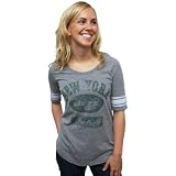 Junk Food Clothing Women's New York Jets Vintage Triblend Short Sleeve Crew,Steel ,XL