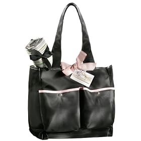 Basq Signature Black With Pink Piping Diaper Bag And Changing Pad.