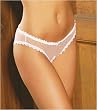 Fancy Crotchless Panty comes in One Size runs smaller available in Black, Pink, Red, White, Royal or Purple.