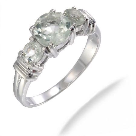 1.75 CT 3 Stone Green Amethyst Ring In Sterling 