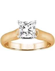 0.50 Ct Princess H/I SI1/SI2 Diamond 14K Yellow Gold Ring