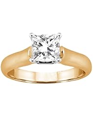 0.60 Ct Princess H/I I1 Diamond 14K Yellow Gold Ring