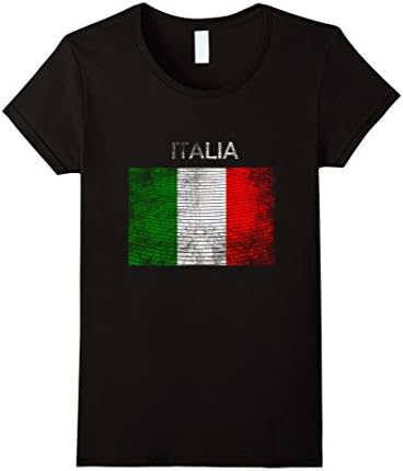 Women's Italia Italian Flag Italiano Italy Distressed Colors T-Shirt XL Black