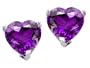 1.40 cttw Genuine Heart Shape Amethyst Earring Studs in 14k White Gold