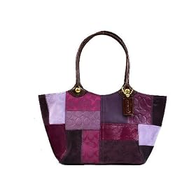 COACH BLEECKER SIG LEATHER PATCHWORK TOTE BERRY MULTICOLOR