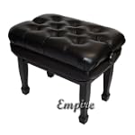 Empire Black Adjustable Piano Bench with Spade Legs - Extra Thick Cushion