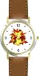 Autumn (Fall) Leaves with Two Ladybugs Kissing - WATCHBUDDY&reg; DELUXE TWO-TONE THEME WATCH - Arabic Numbers - Brown Leather Strap-Size-Large ( Men's Size or Jumbo Women's Size )