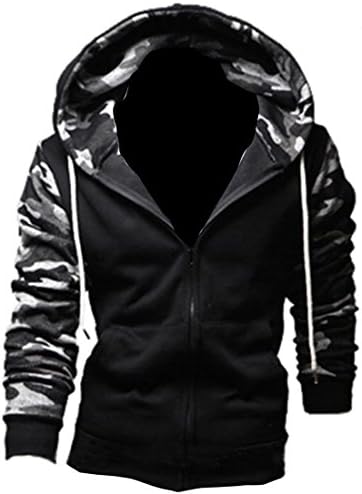 Partiss Mens Camouflage R Casual Slim Fit Outerwear Hoodie, Large, Gray