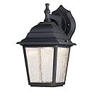 Westinghouse 6400100 LED Wall Lantern, Black Finish on Cast Aluminum with Seeded Glass Panels