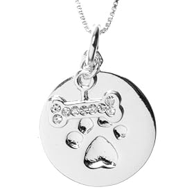 Sterling Silver Dog Paw w/ Bone Pendant