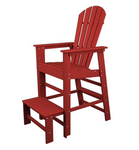 Polywood Outdoor Furniture South Beach Lifeguard Chair - Sunset Red-Recycled Plastic Materials