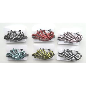 Rhinestone Bling Hair Clip with Peacock Set of 6 Assorted Colors for every outfit!