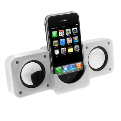 New White Travel Size Folding Foldable Multimedia Stereo Speaker for Apple iPhone 3G 3GS, iPod,iTouch, iPod Touch, iPod (video), iPod nano, iPod Photo, iPod Mini, and iPod Shuffle, Microsoft Zune