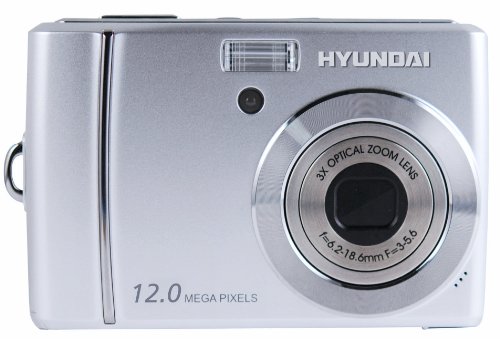 Hyundai A1227 Digitalkamera (12 Megapixels, 3-fach opt. Zoom, 6,86 cm (2,7 Zoll) Display) mit video funktion) silber