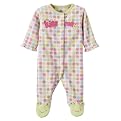 Newborn Girls' Just One Year Fleece Frog/Kiss Me Sleep & Play - Green/Pink