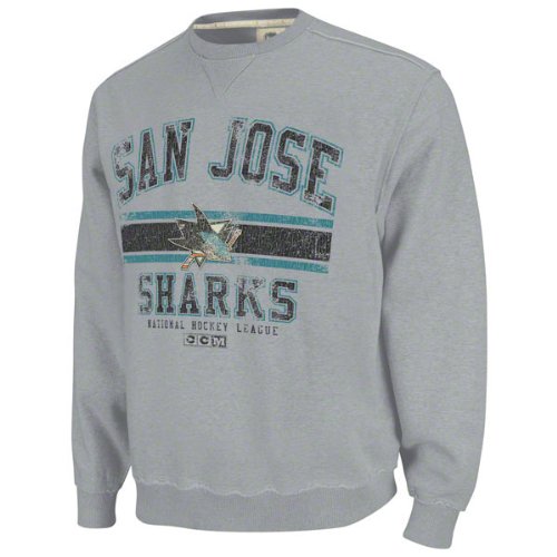 San Jose Sharks Grey Team Classic Fleece Crewneck Sweatshirt