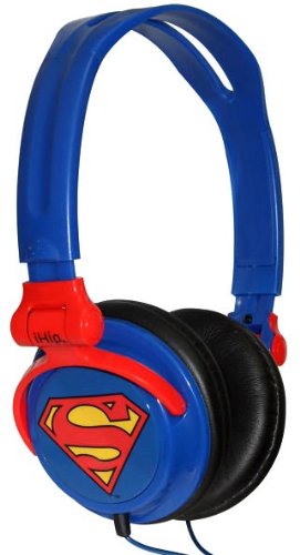  iHip DCF2400SU Classic Superman Logo Hi-Fi Noise Reducing, Folding Headphones Blue/Red