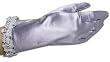 Lavender Satin Gloves with Floral Trim