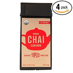 Tipu's Chai Slow Brew Original Black Tea Chai Mix, 4-Ounce Bags (Pack of 4)