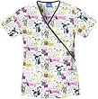 Cherokee Uniforms Print Poly/Cotton Mock Wrap Scrub Tops-Assorted Styles (XS-3X)