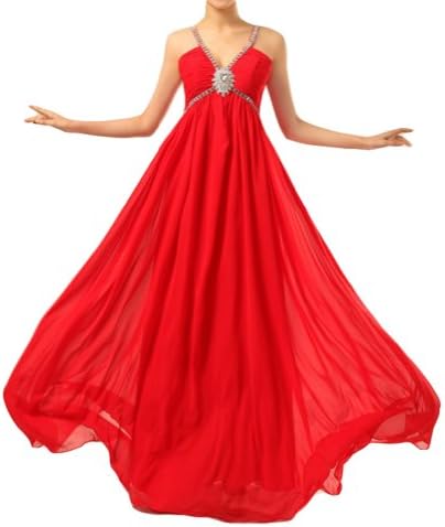 Cloud Shop V-neck Maid Honour At Wedding Stripe Broken Beautiful Dress C197 (14, Red)