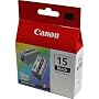 Canon black ink tank cartridge BCI 15 BCI15 for the Portable Colour Bubble Jet Printer i70 i80 i90 (Twin Pack) BCI15BK BCI 15BK