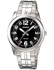 Casio Womens LTP1315D-1BV Silver Stainless-Steel Quartz Watch with Black Dial