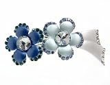 Blue Swarovski double flower Hairclip