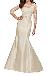 Long Sleeves Applique Lace Satin/Tulle Mermaid 2016 Mother-of-the-Bride Dress 
