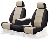 IMAGE OF Coverking Custom-Fit Front Bucket Seat Cover - Leatherette, Black-Beige