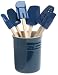 7 pc. spatula set in crock, red