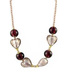 Necklace - N135 - Murano Glass & Pearl ~ Purple