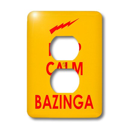 lsp_171924_6 EvaDane – Funny Quotes – Keep calm and bazinga. Gold and Red. The Big Bang Theory. Sheldon Cooper. – Light Switch Covers – 2 plug outlet cover